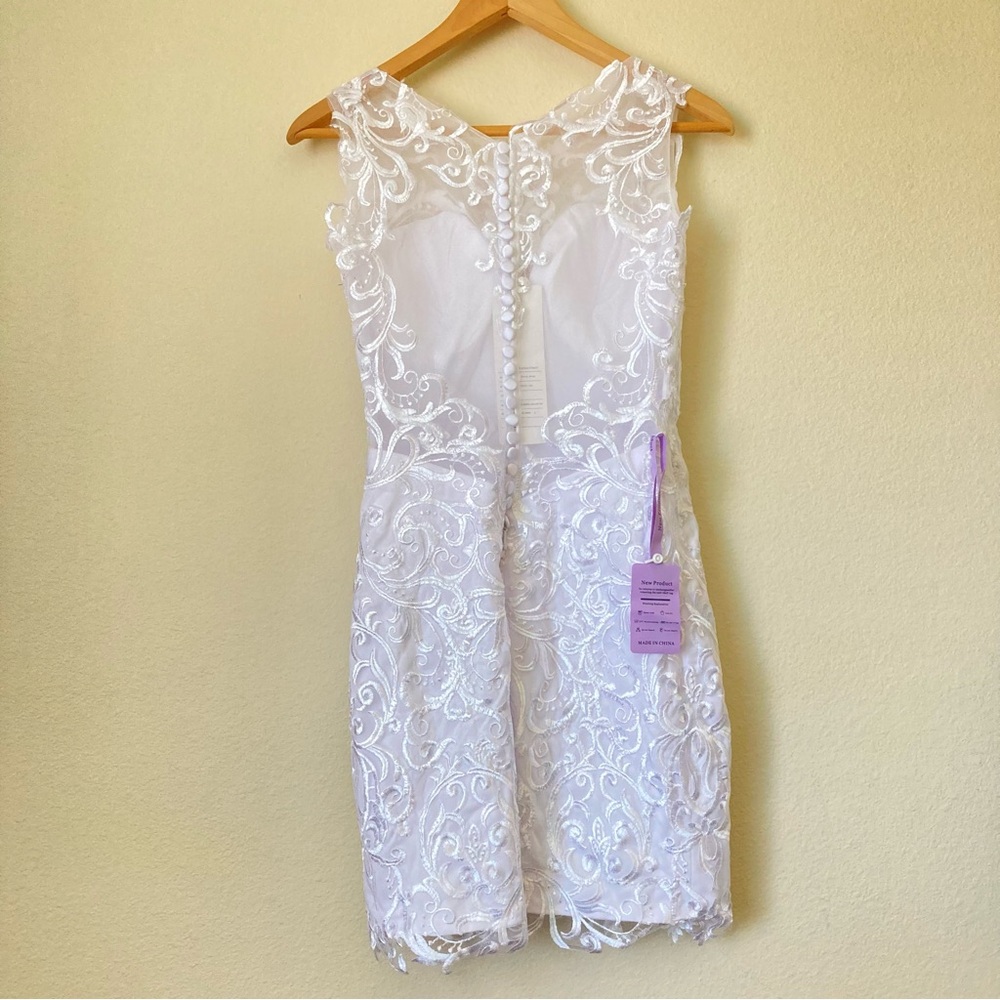 Miss Veil White Lace Fabric Mini Wedding Dress | NWT - Picture 5 of 9